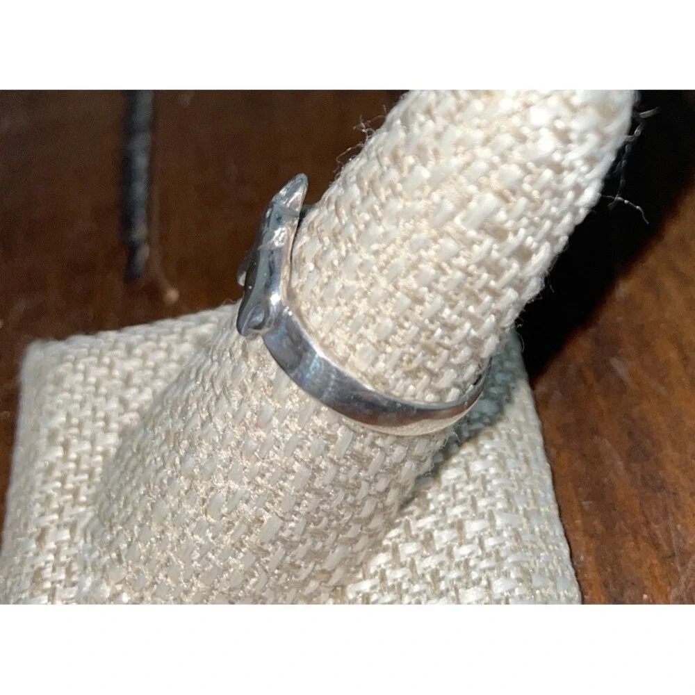 Sterling Silver Elephant Trunk Up Ring Band‎ 925 Size 8